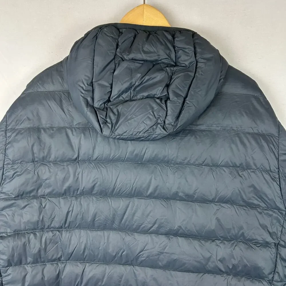 Eddie Bauer Down Puffer Jacket Gray/Orange Hooded Full Zip Men's Size XXL